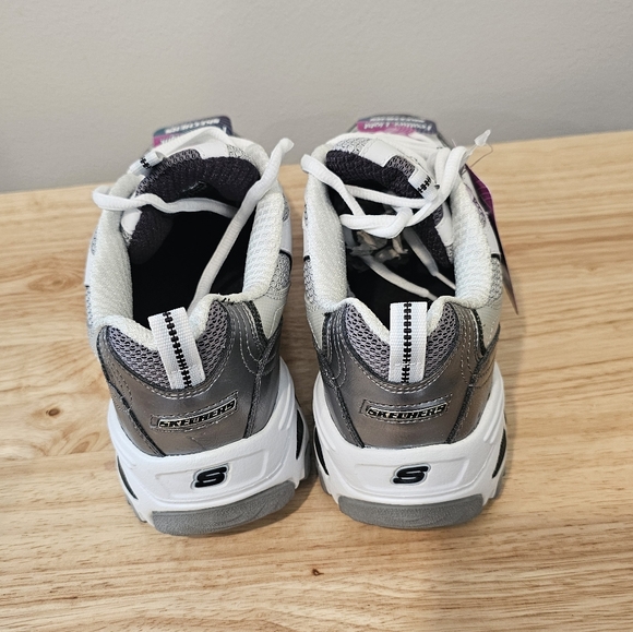 NIB Skechers D'Lites Women's White, Charcoal & Silver Sneakers Size-7 - Picture 4 of 16